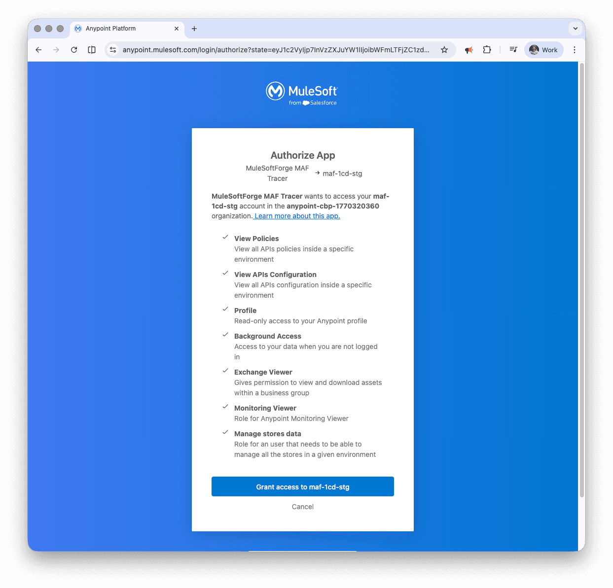 Authorize App dialog showing read-only permissions